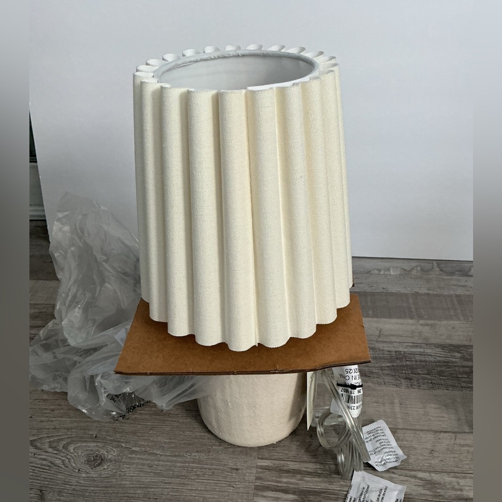 Hearth & Hand with Magnolia Rustic Ceramic Mini Lamp with Pleated Shade